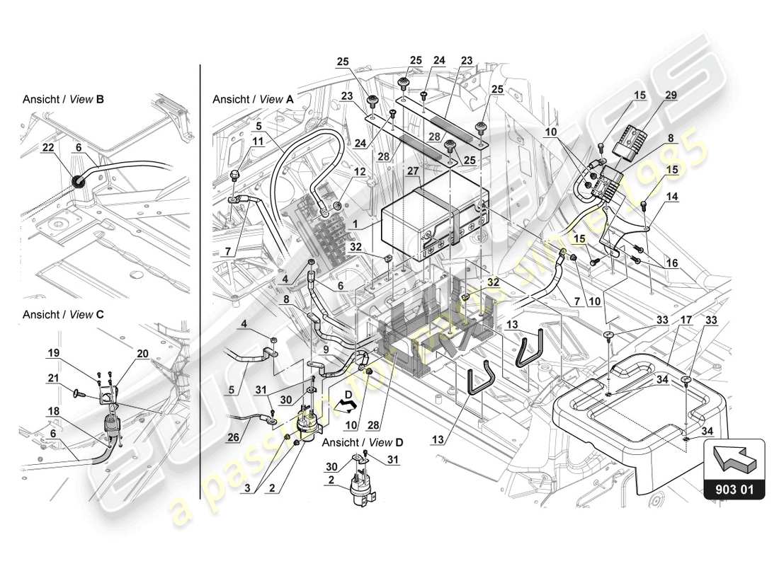 a part diagram from the lamborghini gt3 evo (2018) parts catalogue
