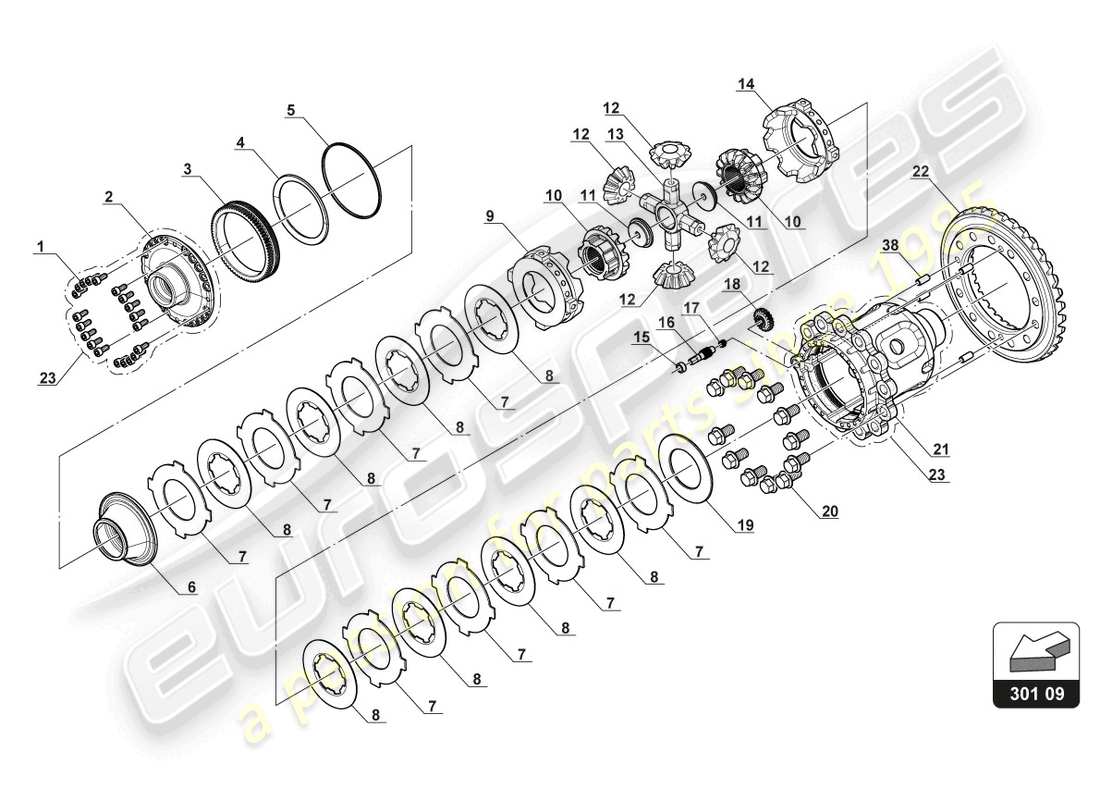 a part diagram from the lamborghini huracan squadra corse parts catalogue