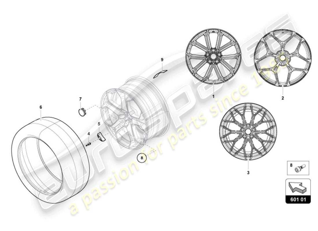 lamborghini revuelto coupe (2024) wheels/tyres part diagram