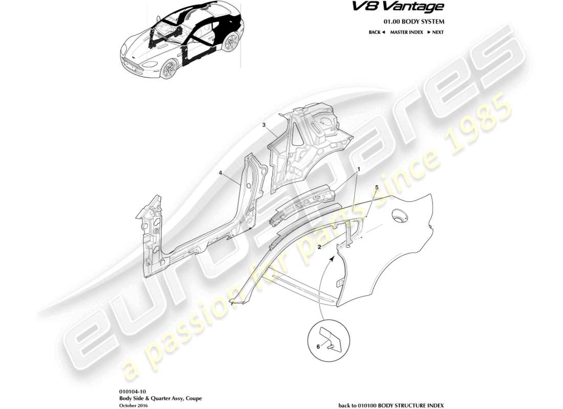 a part diagram from the aston martin v8 vantage (2014) parts catalogue