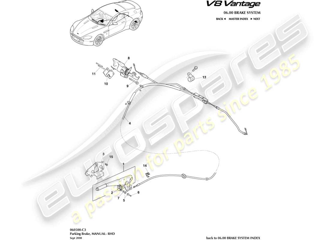 a part diagram from the aston martin v8 vantage (2009) parts catalogue