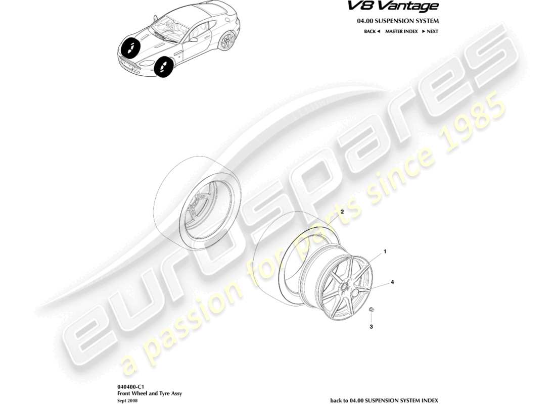 a part diagram from the aston martin vantage gt8 parts catalogue