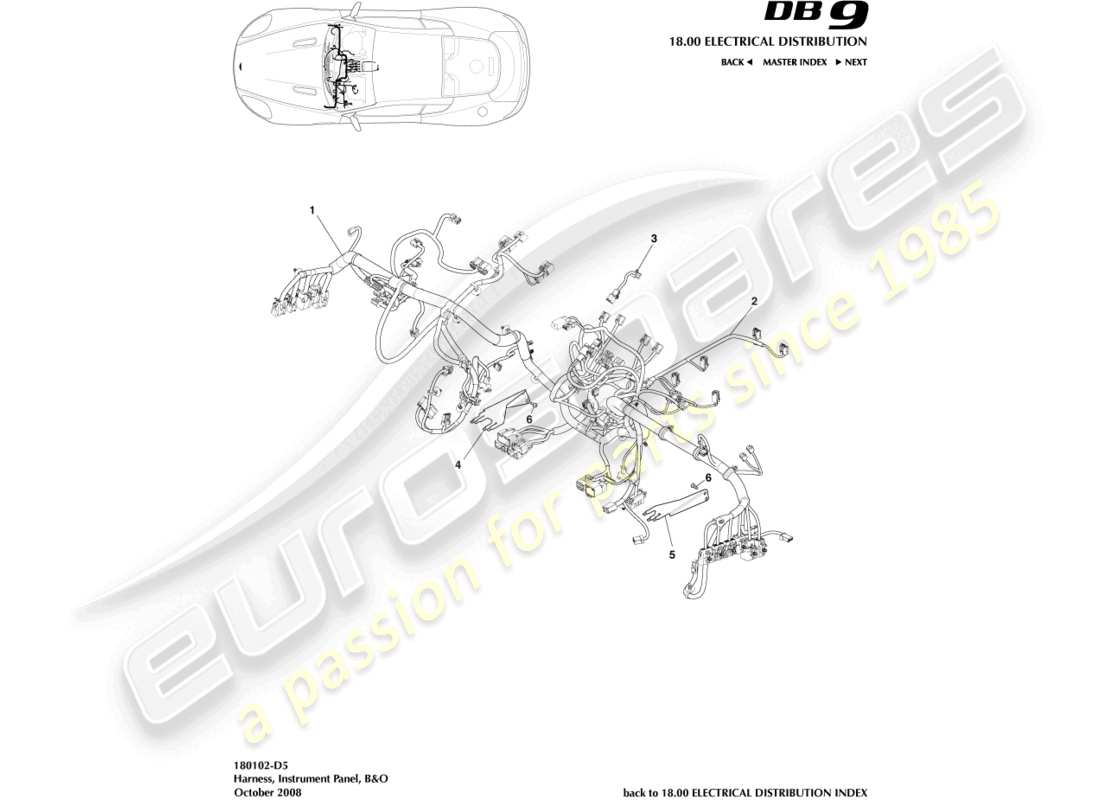 a part diagram from the Aston Martin DB9 (2006) parts catalogue