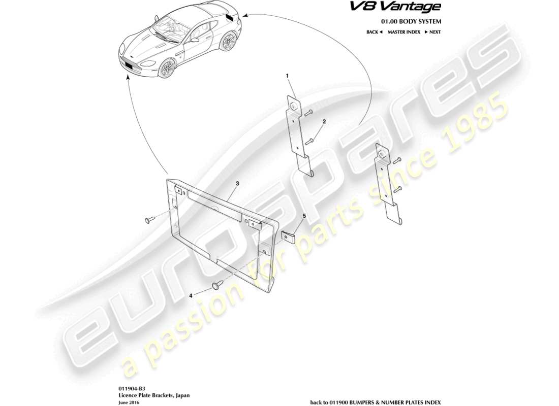 a part diagram from the aston martin vantage gt8 (2017) parts catalogue