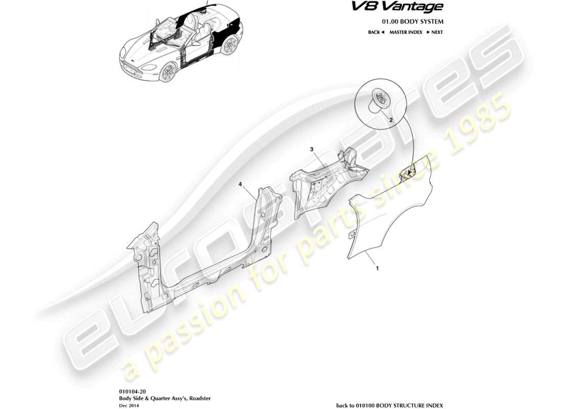 a part diagram from the aston martin v8 vantage parts catalogue