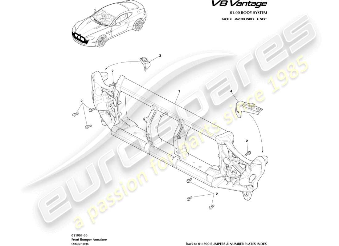 a part diagram from the aston martin v8 vantage (2016) parts catalogue