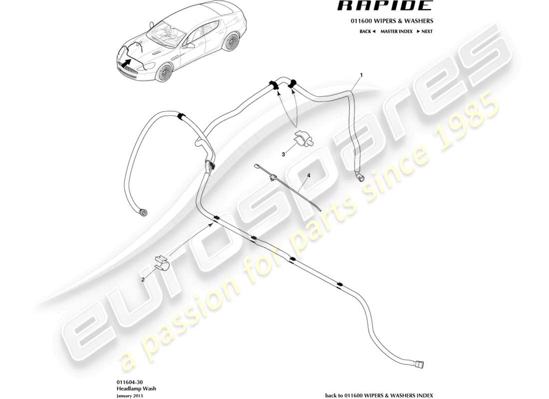 VIEW PARTS DIAGRAMS FROM THE ASTON MARTIN RAPIDE PARTS CATALOGUE a part diagram from the aston martin rapide parts catalogue