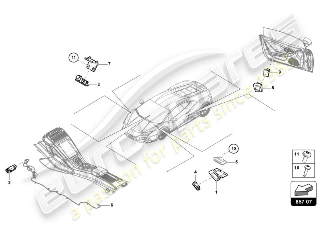 a part diagram from the Lamborghini Evo Coupe 2WD (2023) parts catalogue