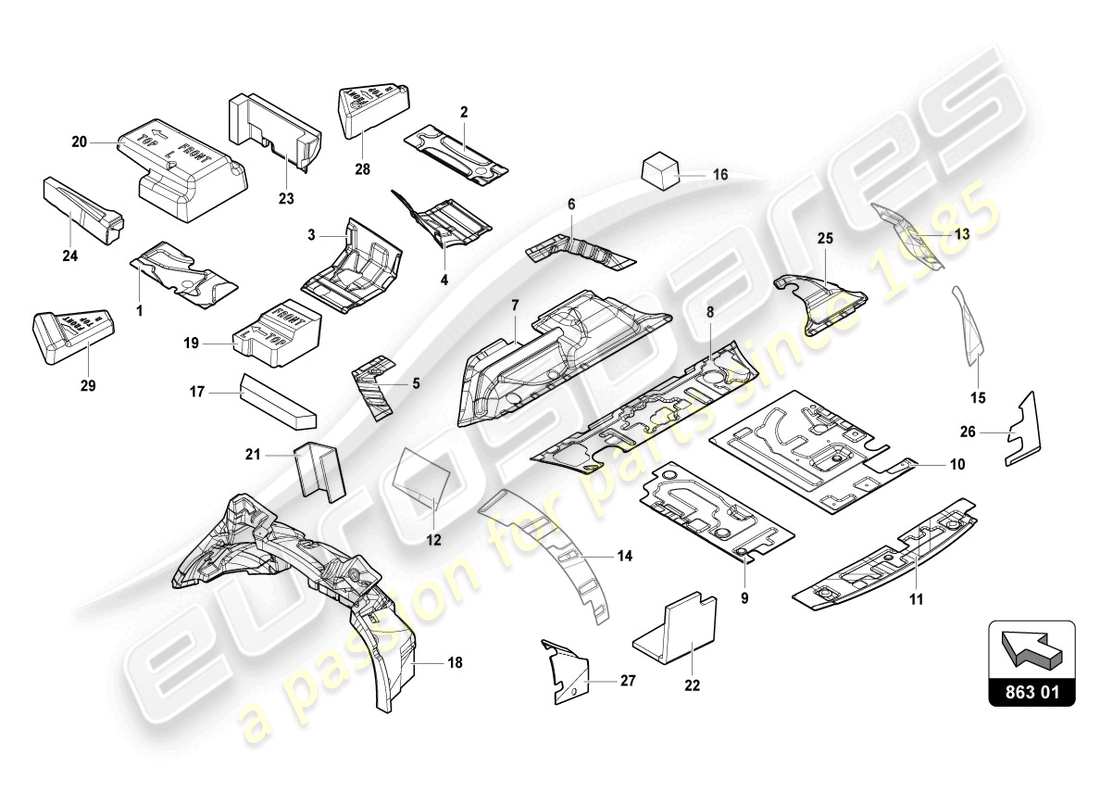 a part diagram from the lamborghini urus (2022) parts catalogue