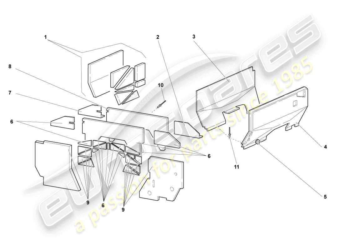 a part diagram from the lamborghini lp640 coupe (2007) parts catalogue