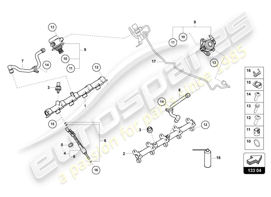 a part diagram from the lamborghini urus parts catalogue