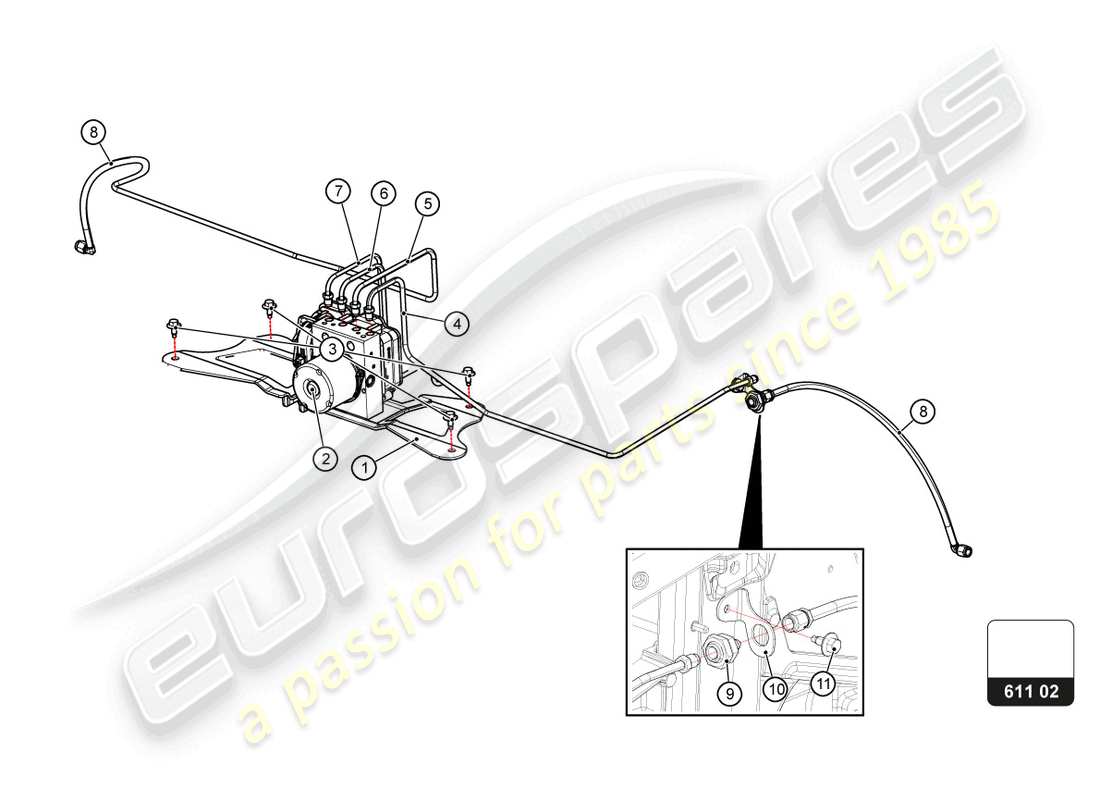 a part diagram from the lamborghini 2022 (super trofeo evo 2) parts catalogue