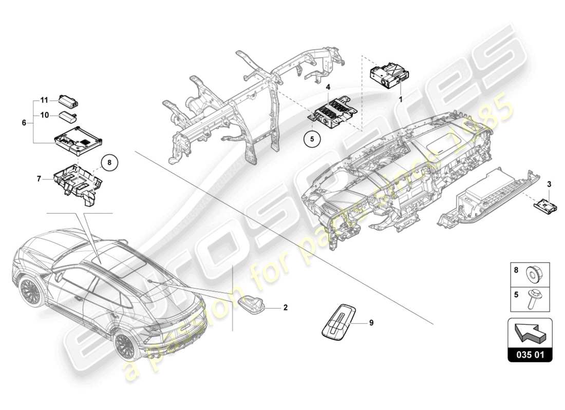 a part diagram from the lamborghini urus parts catalogue