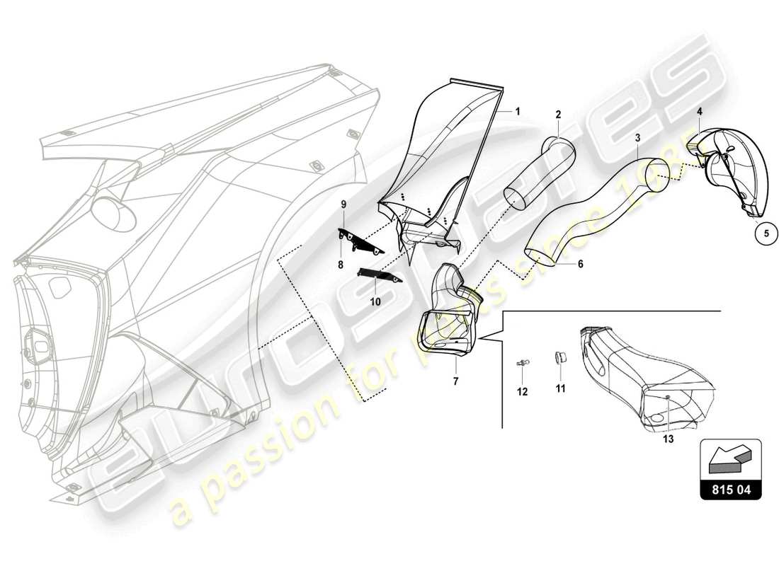 a part diagram from the lamborghini huracan squadra corse parts catalogue