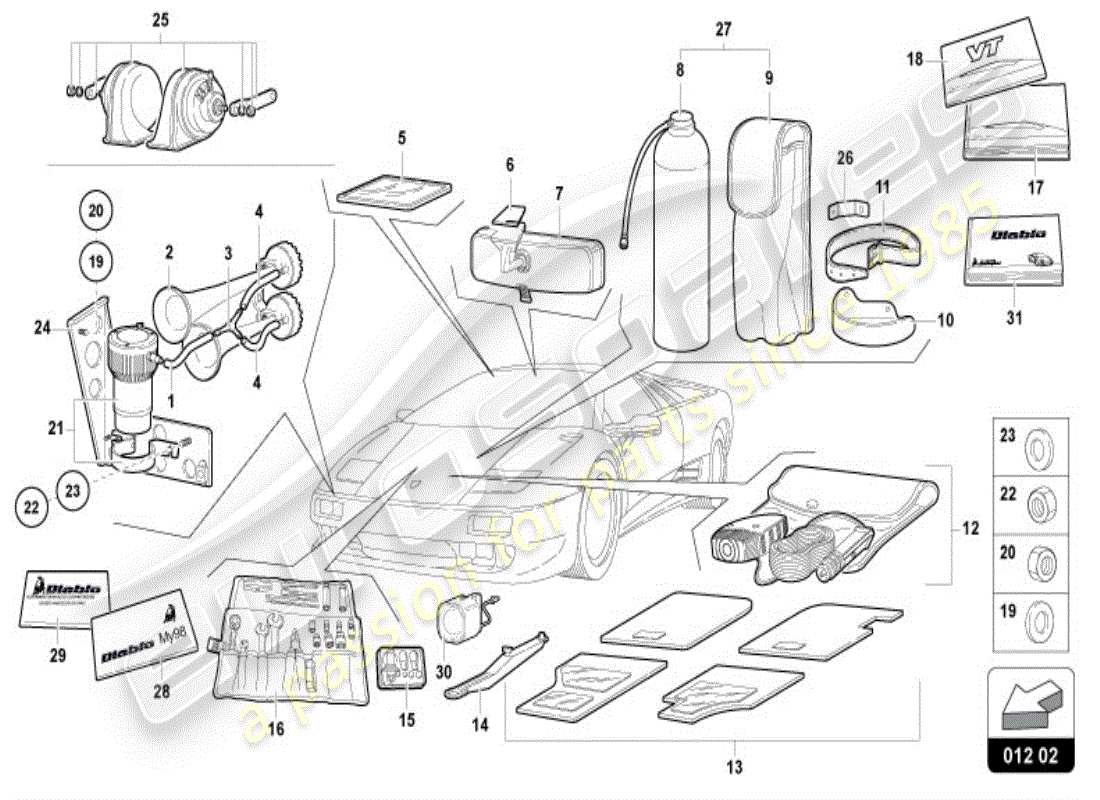 a part diagram from the Lamborghini Diablo VT (1995) parts catalogue