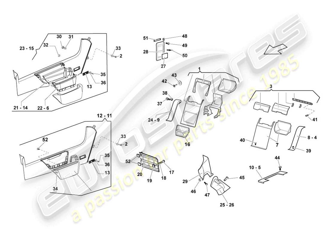 a part diagram from the lamborghini lp640 coupe (2009) parts catalogue