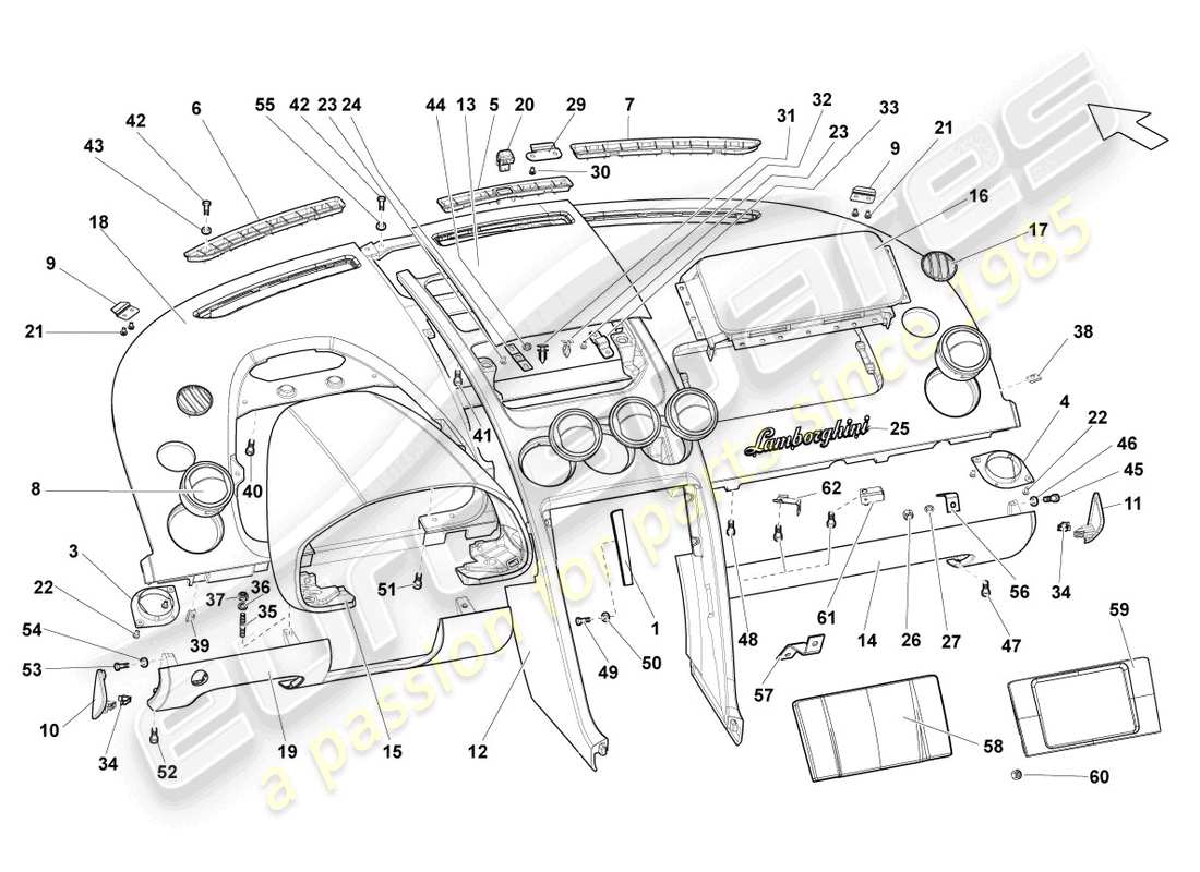 a part diagram from the lamborghini lp550-2 spyder (2013) parts catalogue