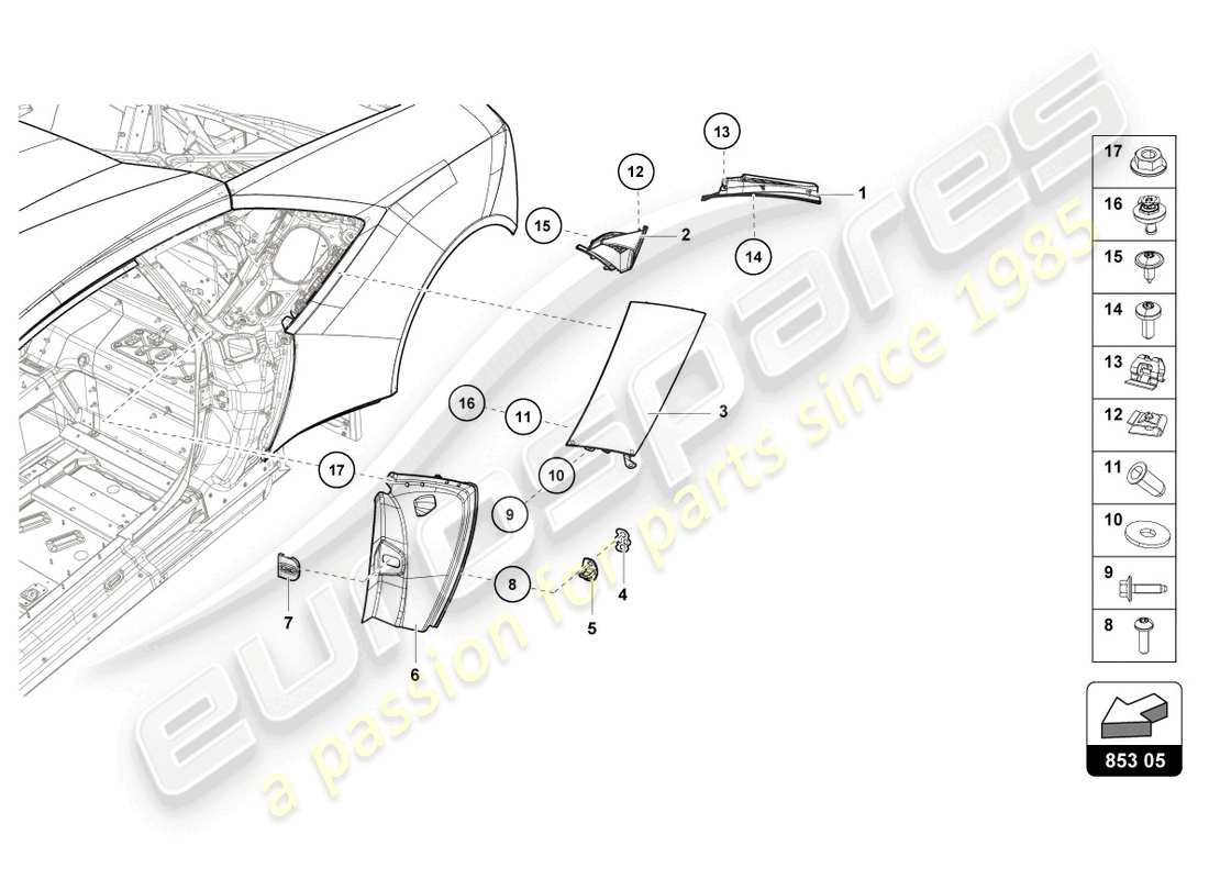 a part diagram from the Lamborghini Evo Coupe (2022) parts catalogue