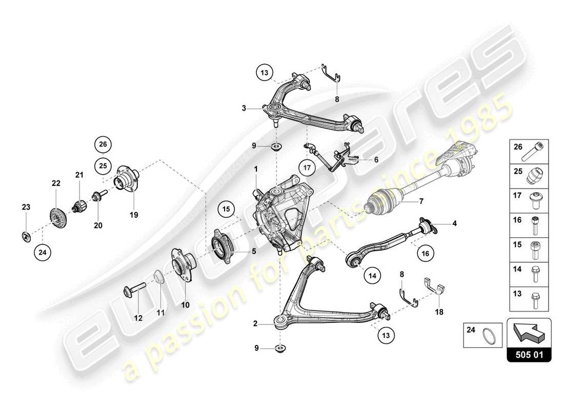 a part diagram from the Lamborghini Evo Coupe 2WD (2023) parts catalogue