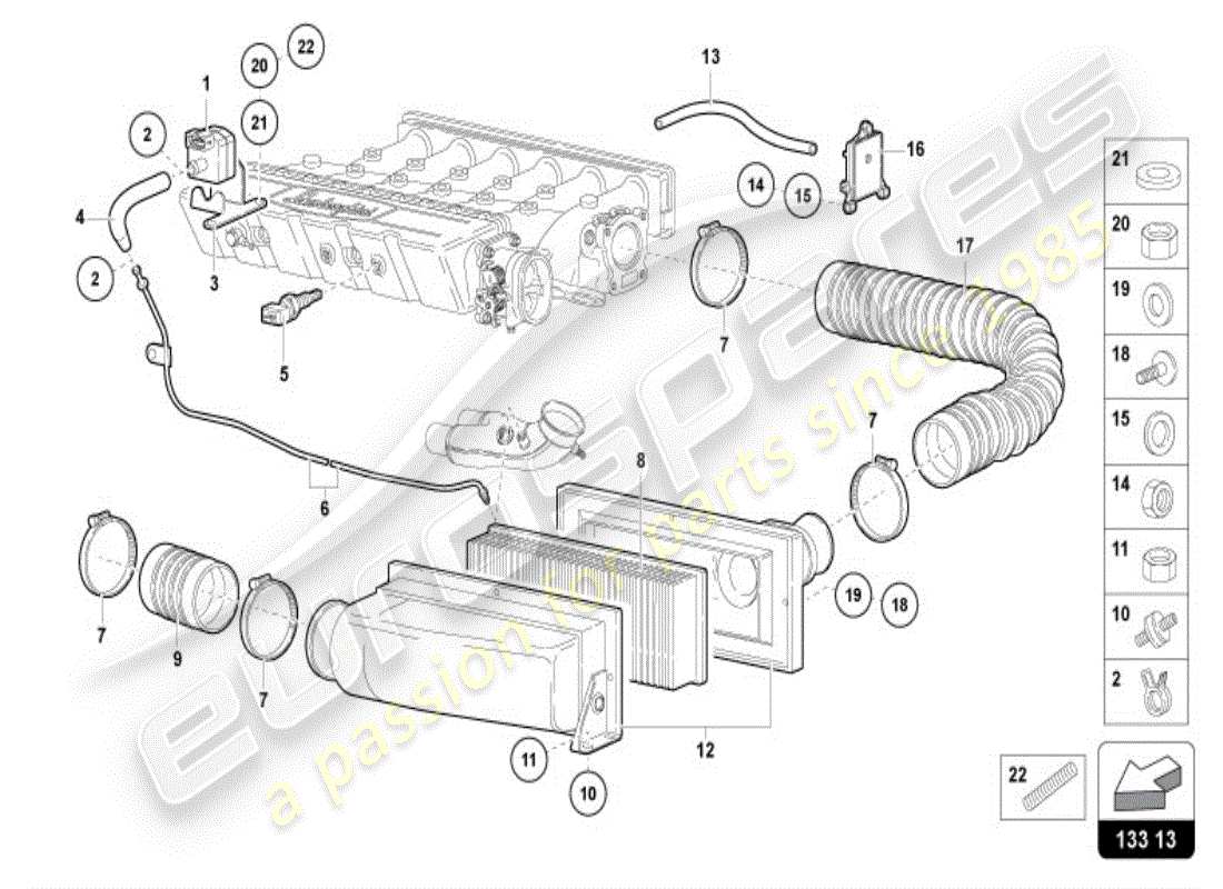 a part diagram from the lamborghini diablo parts catalogue