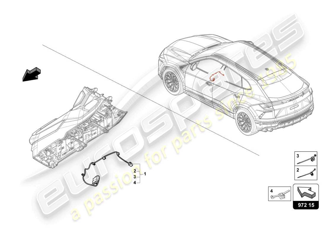 a part diagram from the lamborghini urus s (2023) parts catalogue