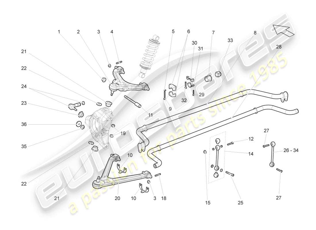 a part diagram from the lamborghini gallardo coupe (2005) parts catalogue
