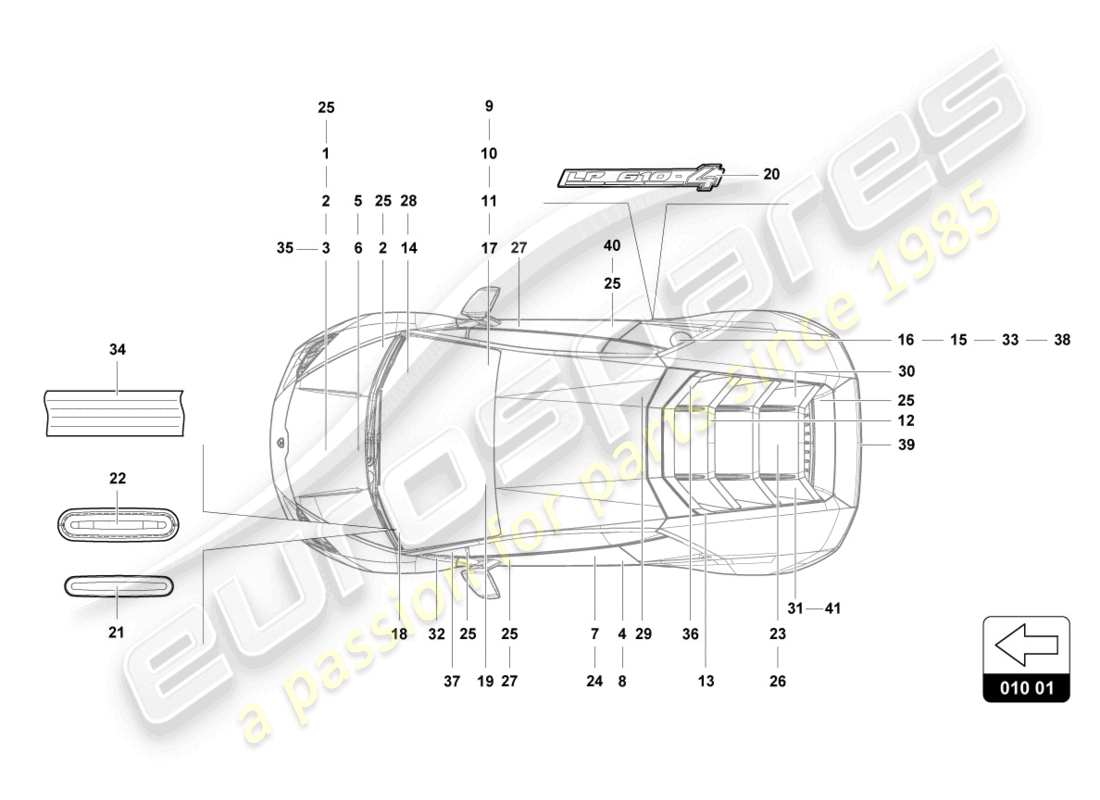 a part diagram from the Lamborghini Evo Coupe 2WD (2023) parts catalogue