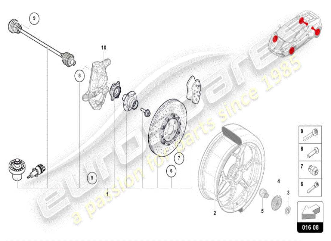 a part diagram from the lamborghini huracan tecnica (accessories) parts catalogue