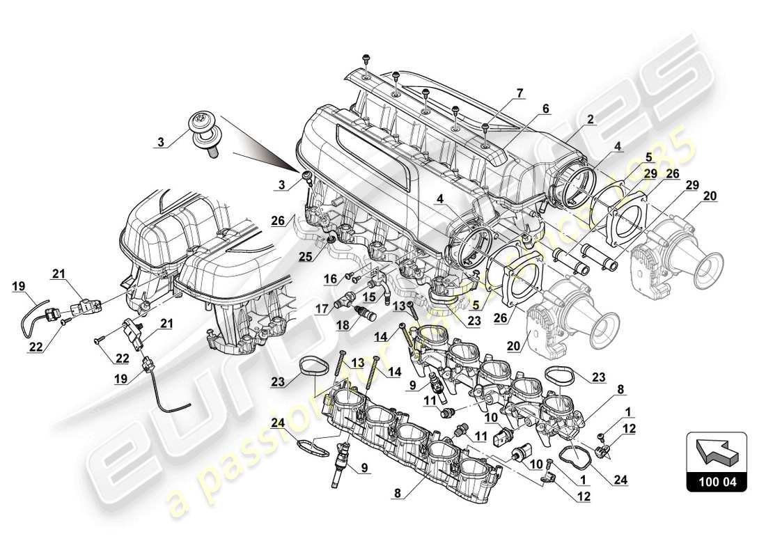 a part diagram from the lamborghini huracan squadra corse parts catalogue