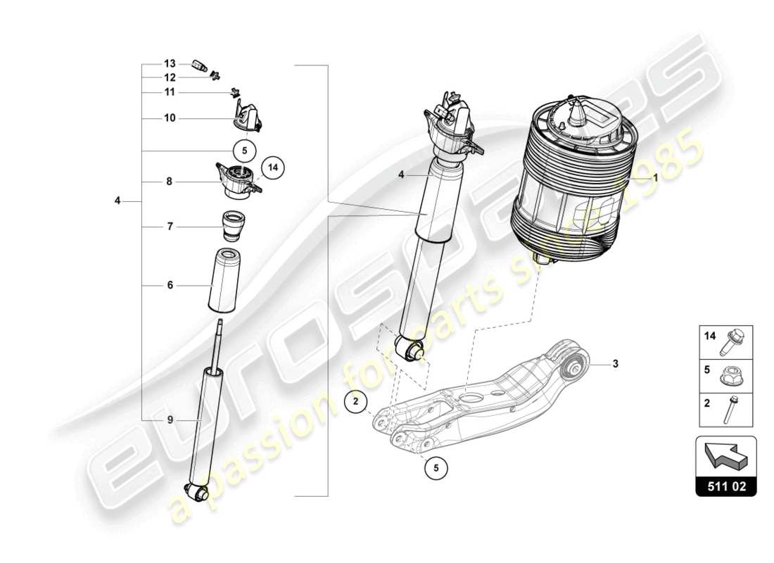 a part diagram from the lamborghini urus (2021) parts catalogue