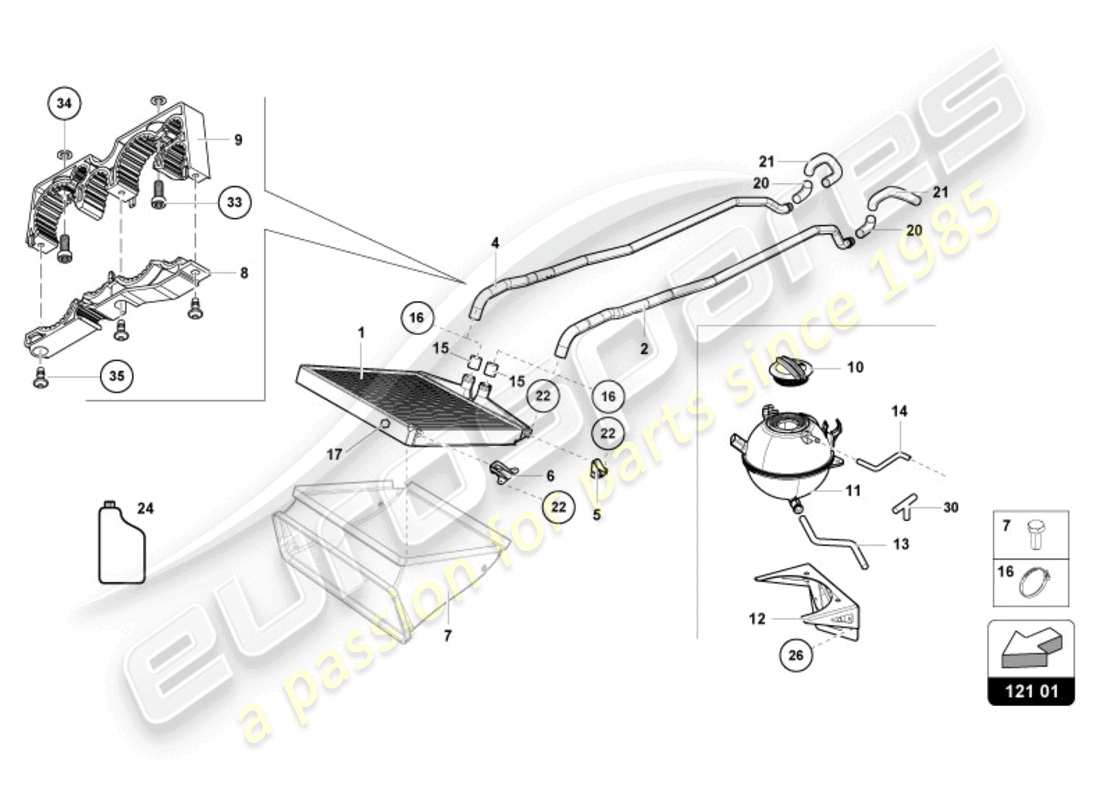 a part diagram from the lamborghini super trofeo evo 2 (2022) parts catalogue