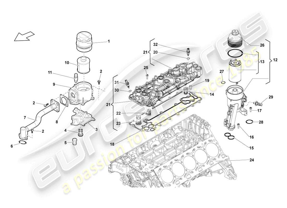 a part diagram from the lamborghini lp550-2 spyder (2011) parts catalogue