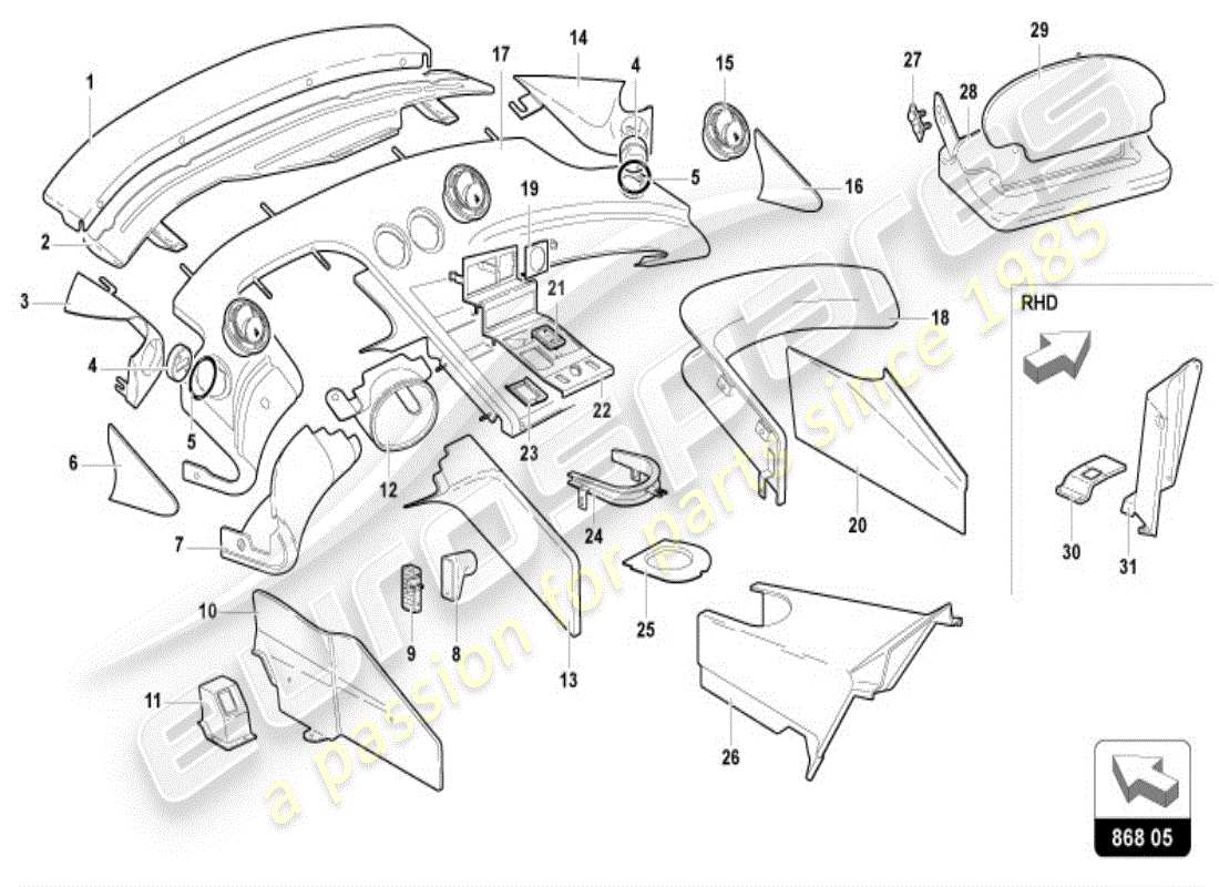 a part diagram from the lamborghini diablo vt (1997) parts catalogue