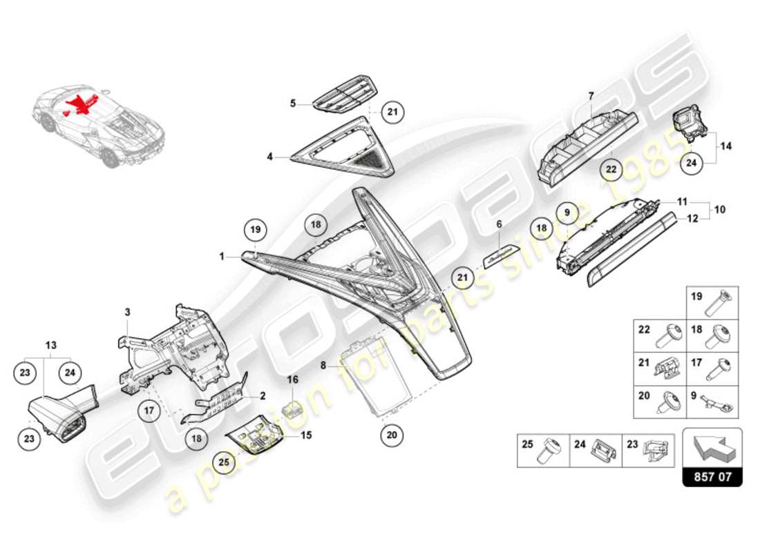 a part diagram from the lamborghini revuelto coupe (2024) parts catalogue