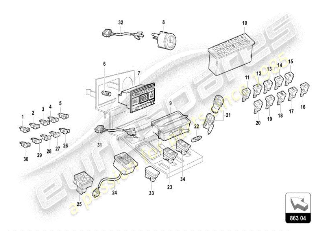 a part diagram from the lamborghini diablo parts catalogue