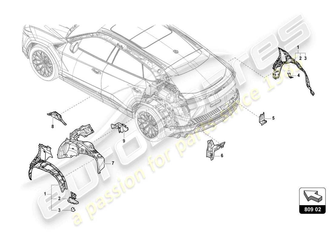 a part diagram from the lamborghini urus parts catalogue