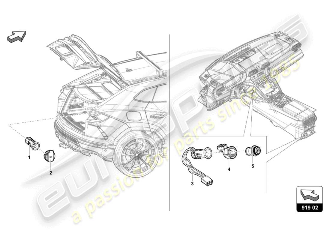 a part diagram from the lamborghini urus s (2023) parts catalogue