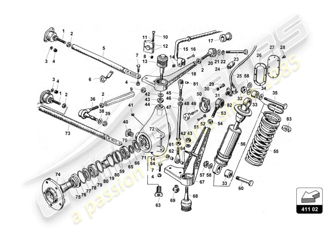 a part diagram from the lamborghini countach parts catalogue
