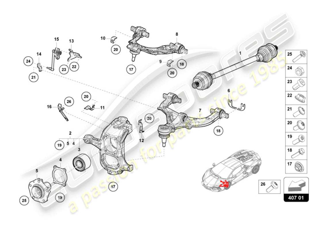a part diagram from the lamborghini revuelto coupe (2024) parts catalogue