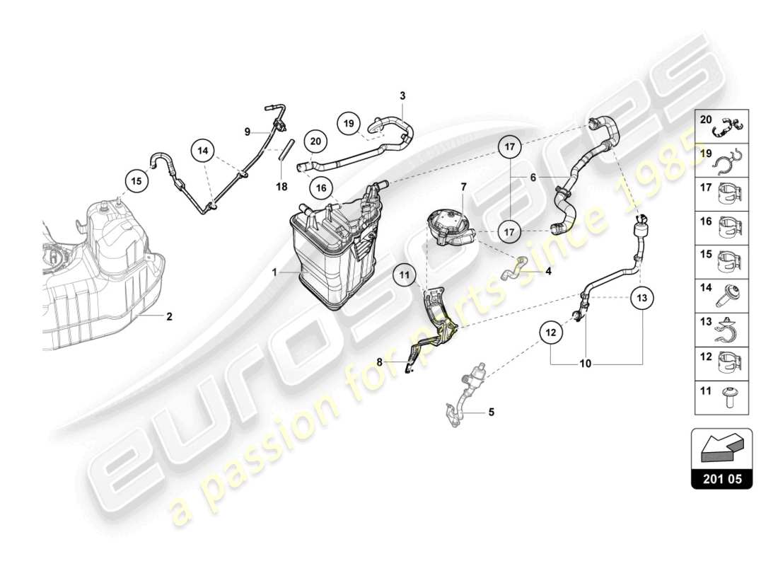 a part diagram from the lamborghini huracan sterrato parts catalogue