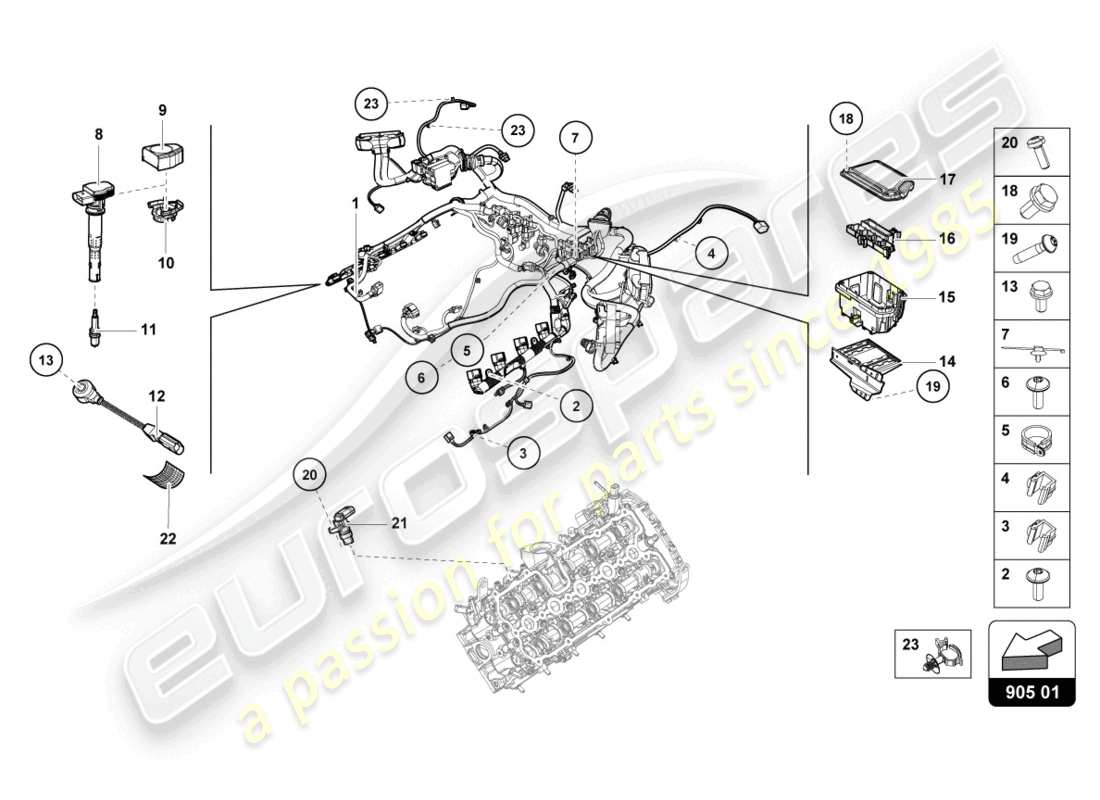 a part diagram from the lamborghini evo coupe 2wd (2022) parts catalogue