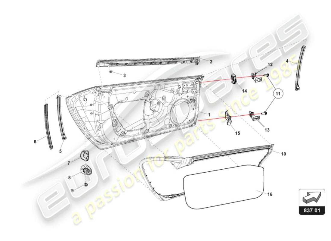 a part diagram from the lamborghini super trofeo evo 2 (2022) parts catalogue