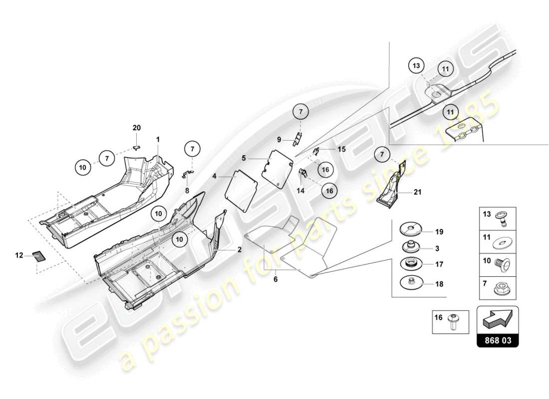 a part diagram from the lamborghini evo coupe (2022) parts catalogue