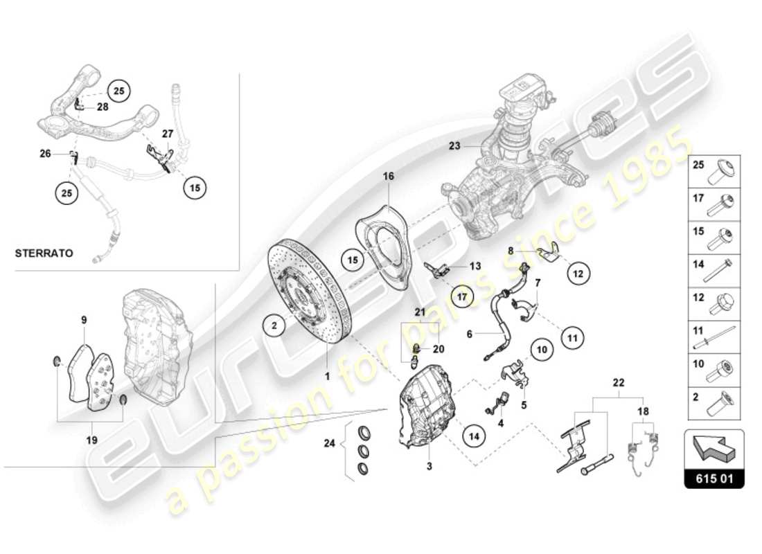 VIEW PARTS DIAGRAMS FROM THE LAMBORGHINI HURACAN STERRATO PARTS CATALOGUE a part diagram from the lamborghini huracan sterrato parts catalogue