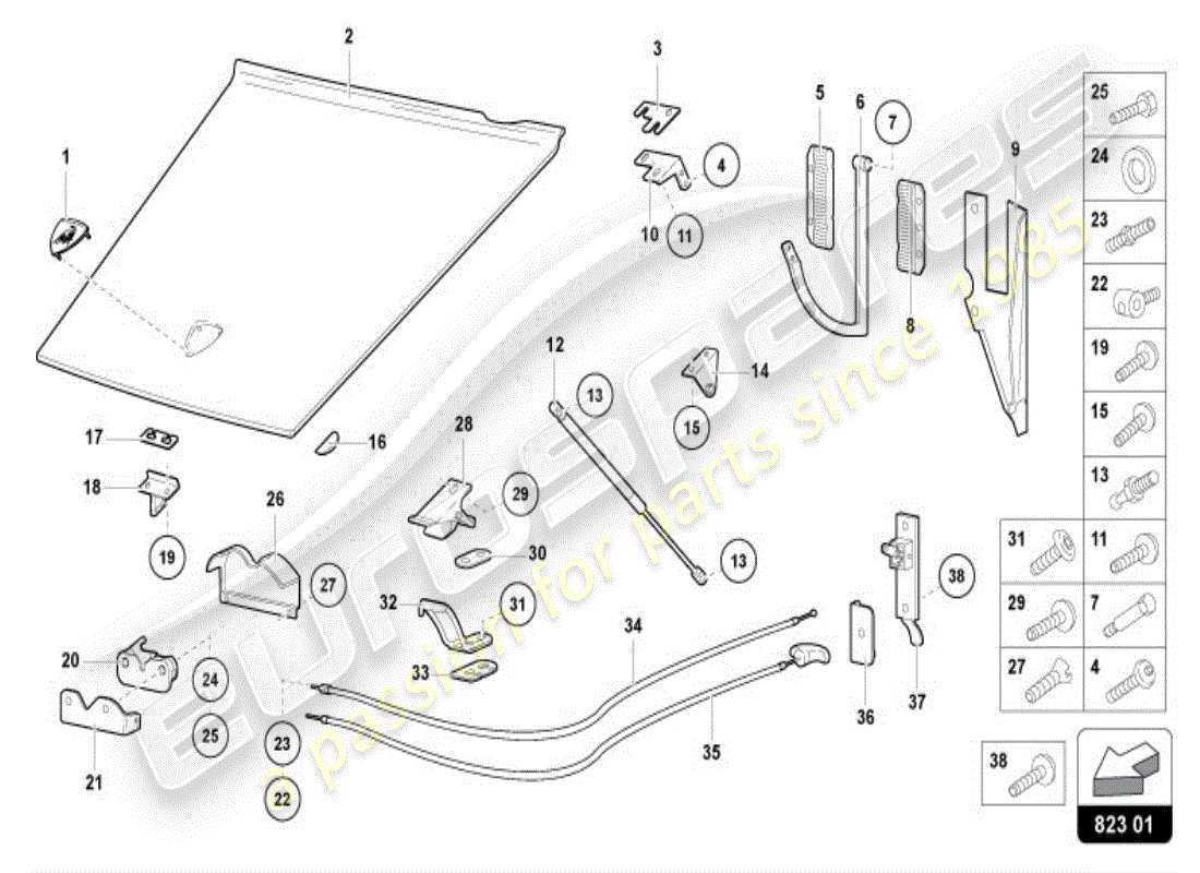 a part diagram from the lamborghini diablo vt (1997) parts catalogue