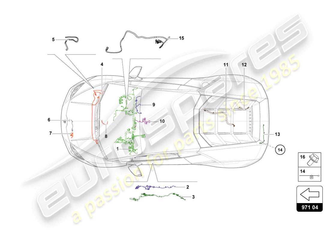 VIEW PARTS DIAGRAMS FROM THE LAMBORGHINI HURACAN TECNICA PARTS CATALOGUE a part diagram from the lamborghini huracan tecnica parts catalogue