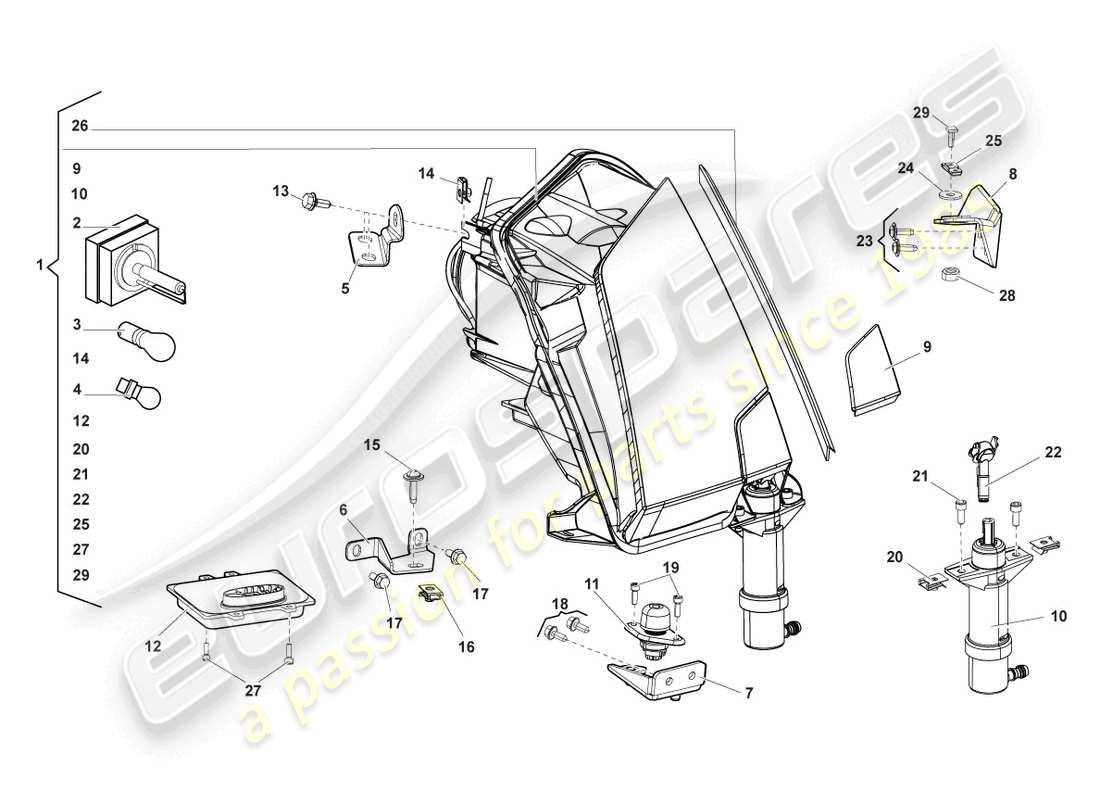 a part diagram from the lamborghini lp560-4 spyder fl ii (2014) parts catalogue