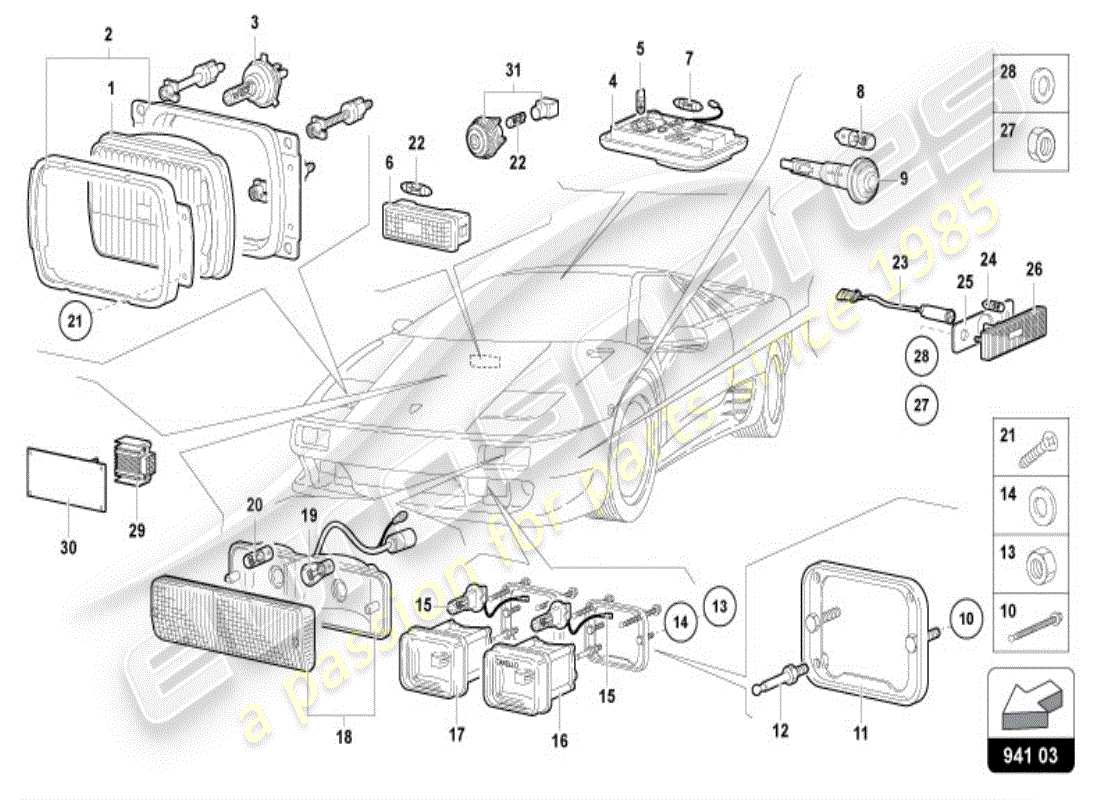 VIEW PARTS DIAGRAMS FROM THE LAMBORGHINI DIABLO PARTS CATALOGUE a part diagram from the lamborghini diablo parts catalogue