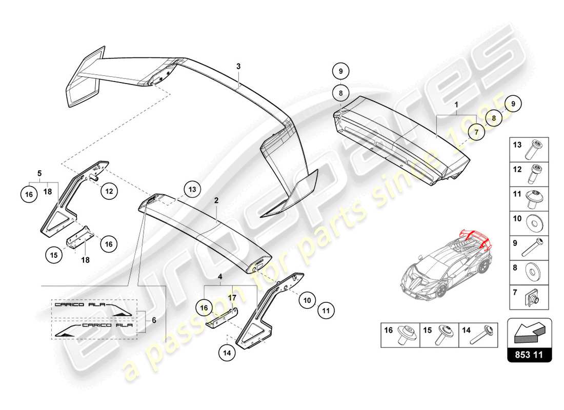 a part diagram from the lamborghini sto (2021) parts catalogue