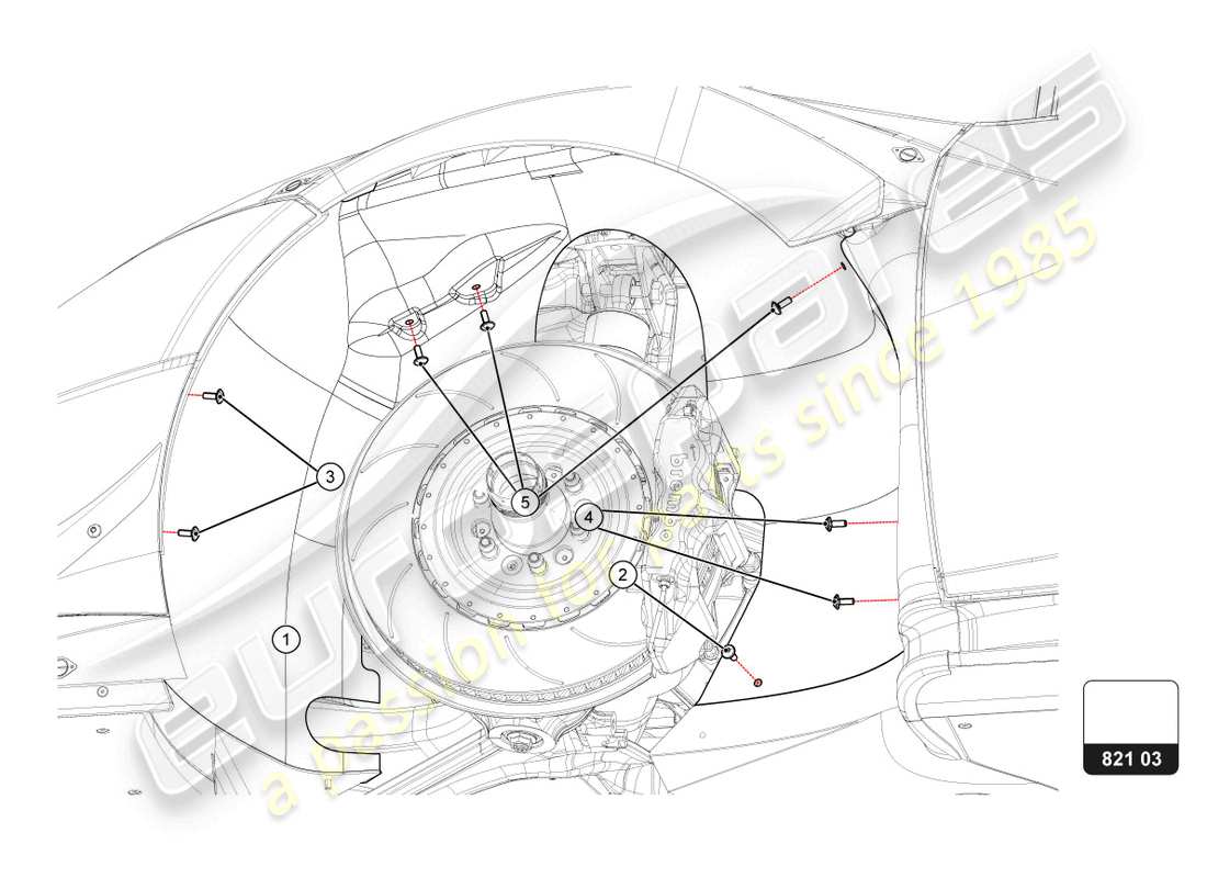 a part diagram from the lamborghini huracan squadra corse parts catalogue